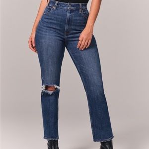Abercrombie curve love ultra high rise ankle straight jean